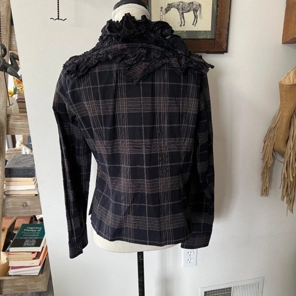 ISSEY MIYAKE Ruffle Plaid Lightweight Blazer S - Picture 4 of 6